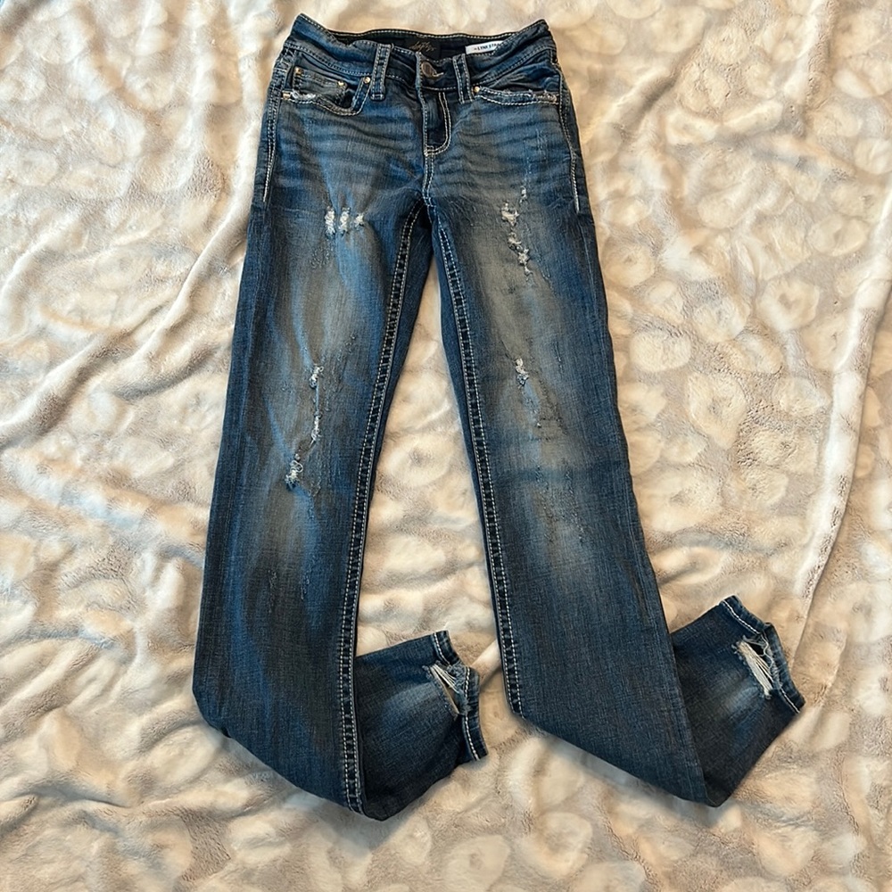 Daytrip Lynx Straight Leg Jeans Distressed Size 25